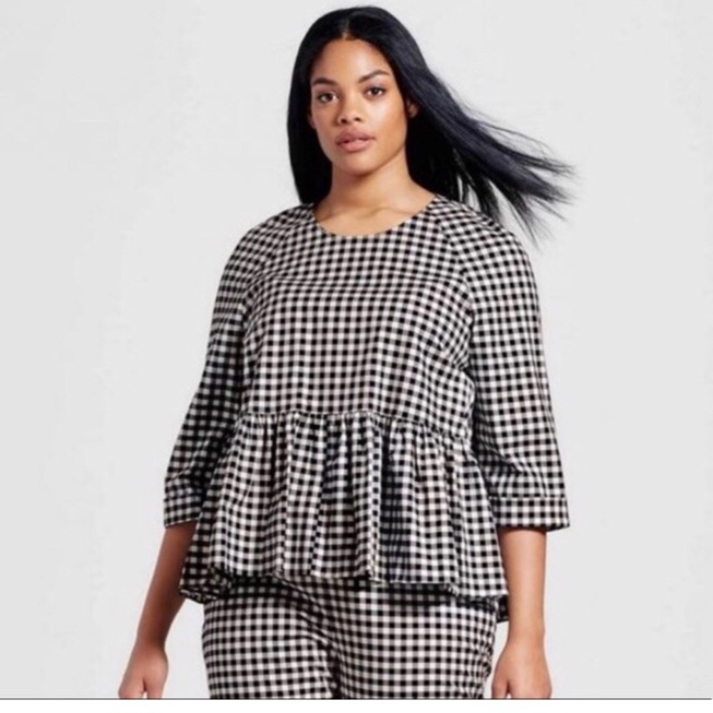 Gingham Peplum Top